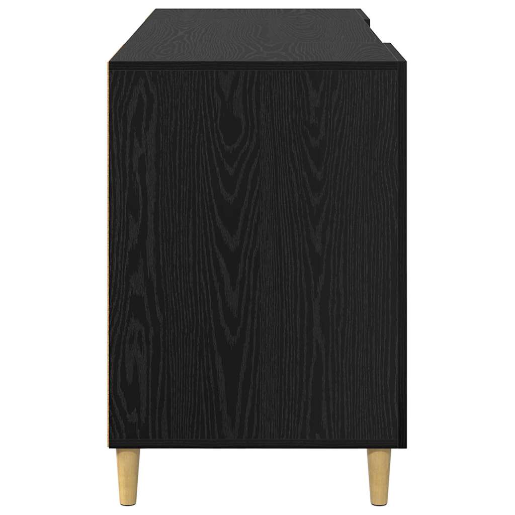 Bureau avec étagère noir aspect chêne 140 x 50 x 75 cm