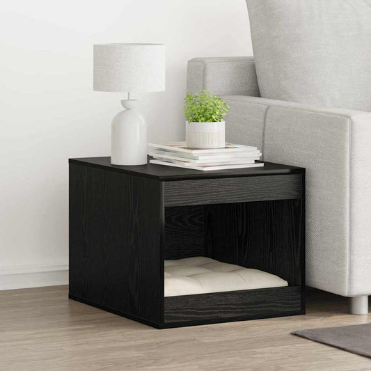Katzenstreu Box Umzäunung Schwarz Eichen-Optik 47 x 59 x 42 cm