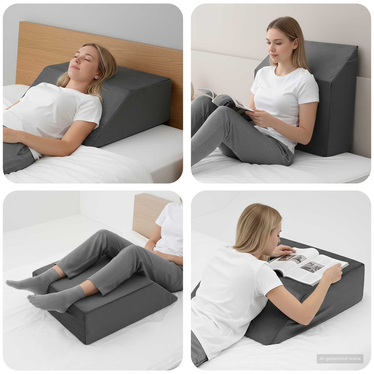 Beinkissen Uni Grau 63 x 52 x 19 cm