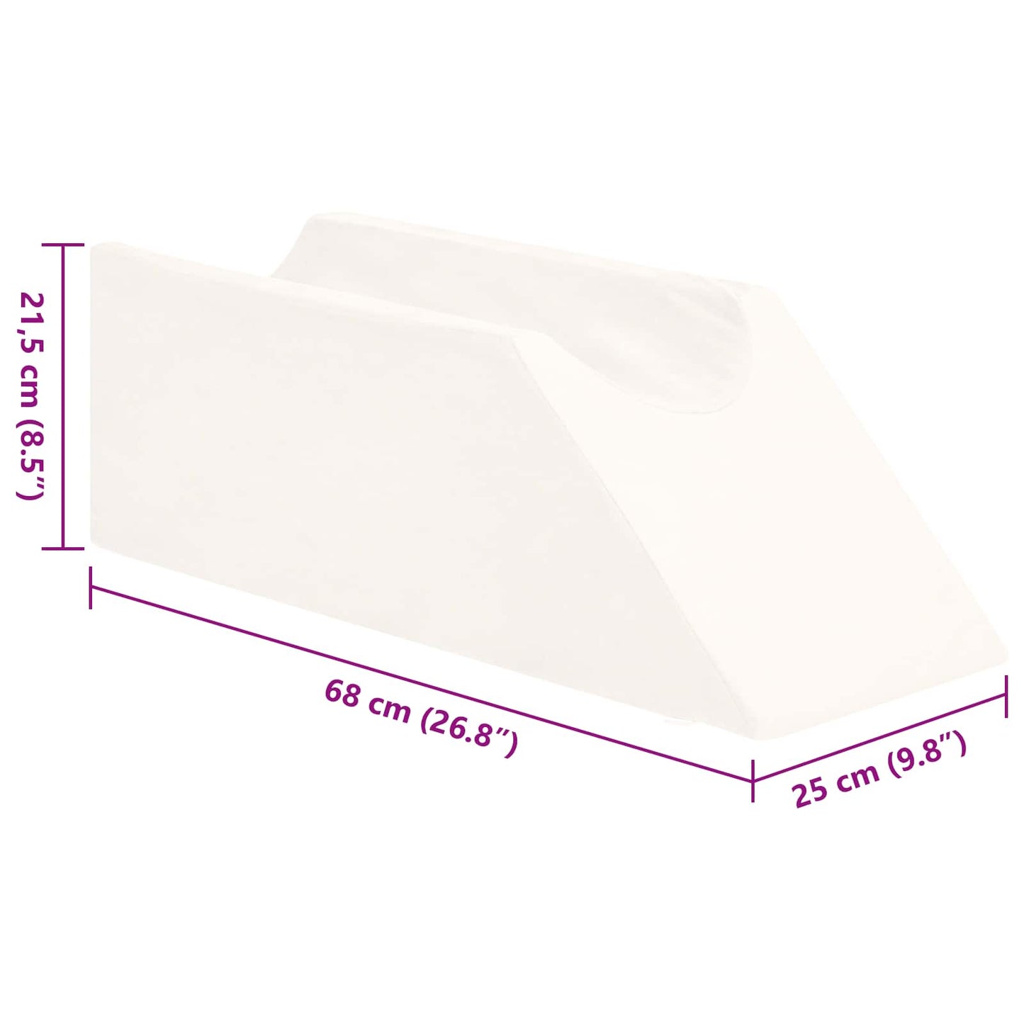 Bein Kissen Uni Weiß 68 x 25 x 21,5 cm
