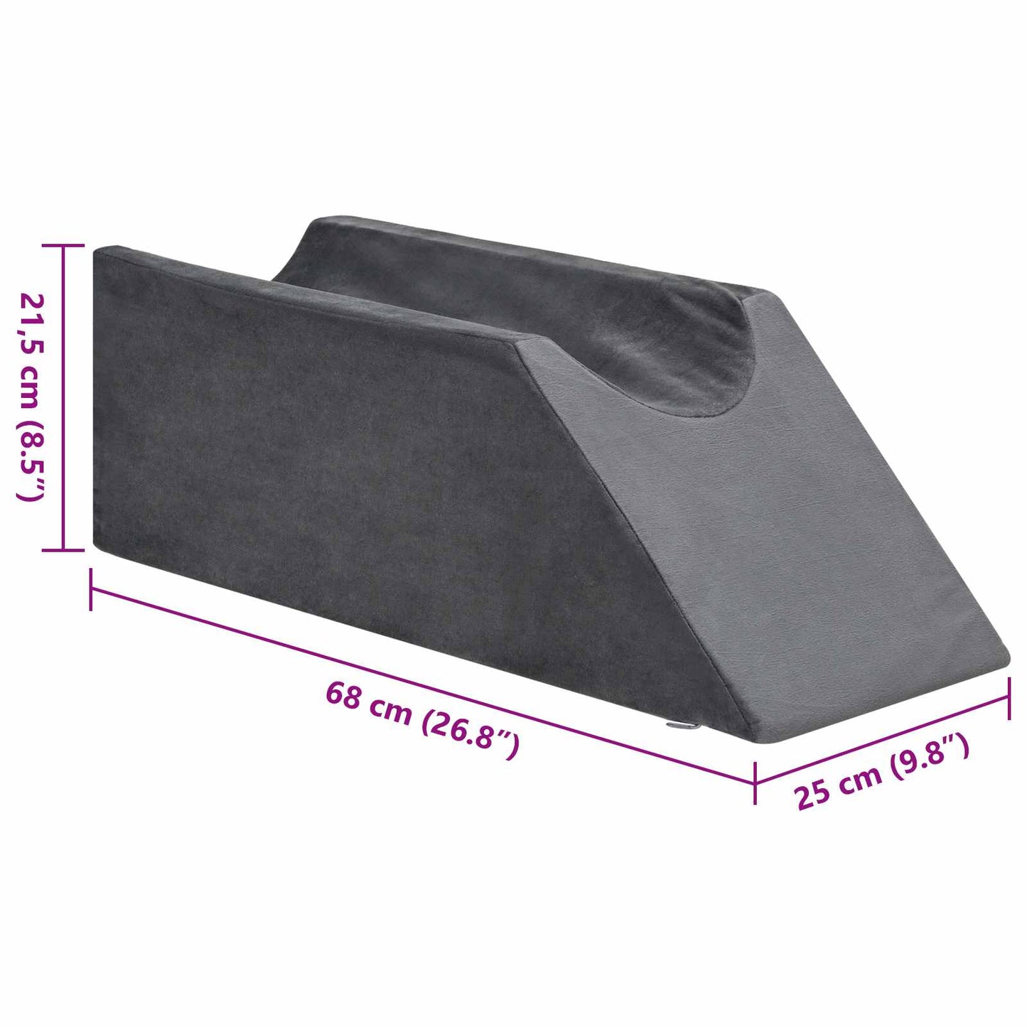 Coussin de jambe gris uni 68 x 25 x 21,5 cm