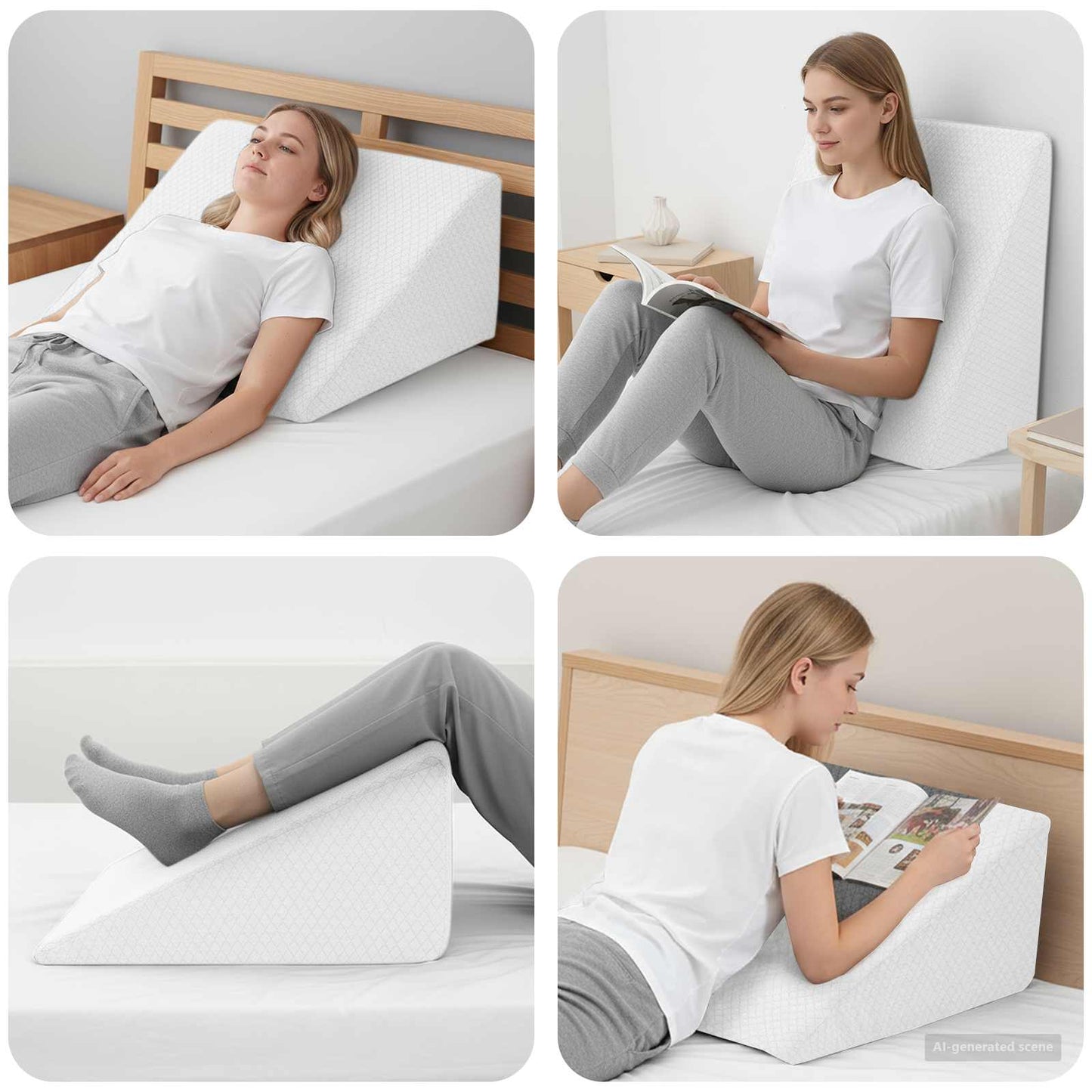 Leg Pillow Plain White 60 x 50 x 30 cm