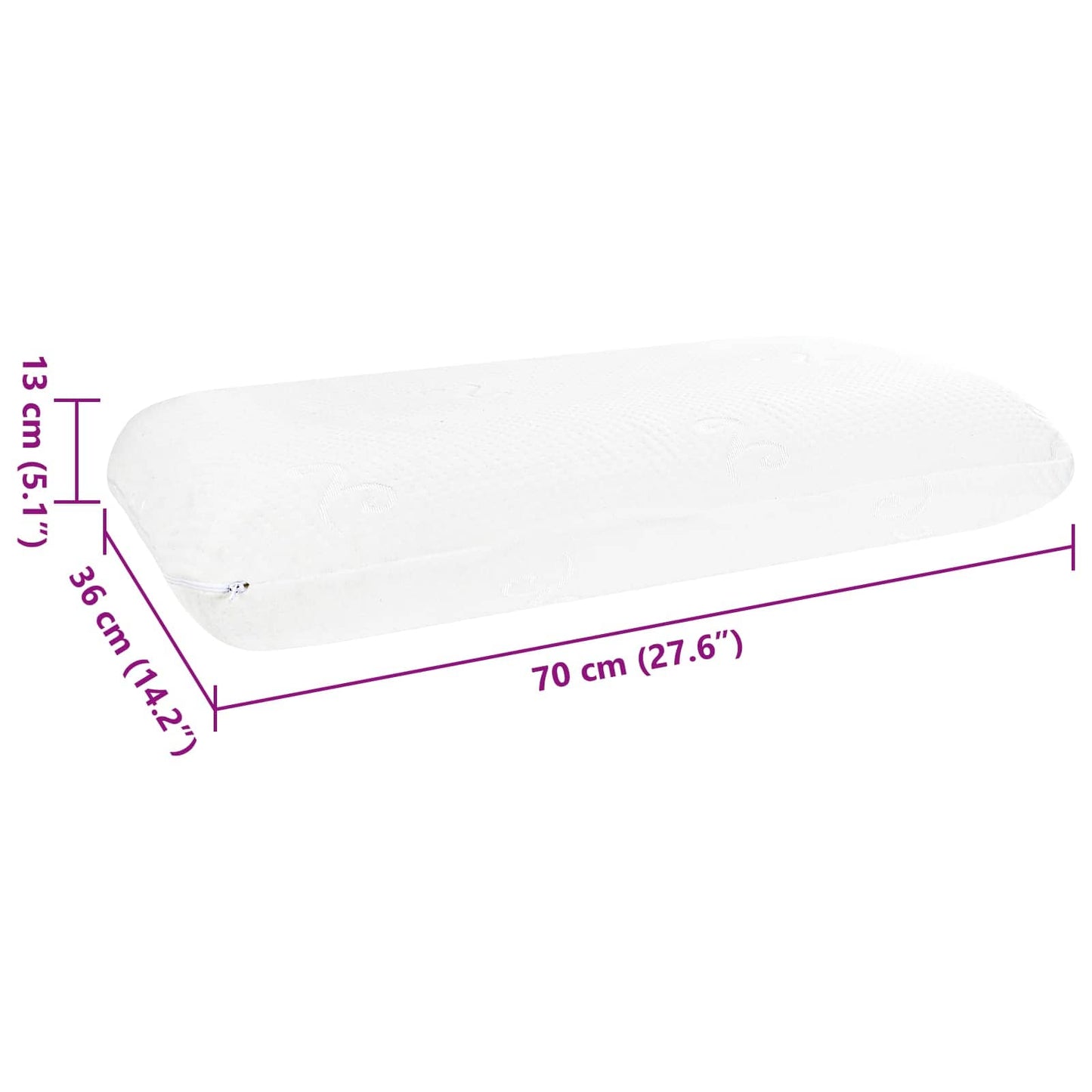 Sleeping Pillow Plain White 70 x 36 x 13 cm