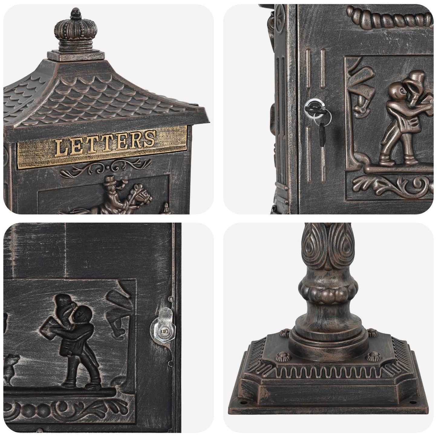 Freestanding Letterbox Bronze 42.5 x 29.5 x 117 cm Cast Aluminum