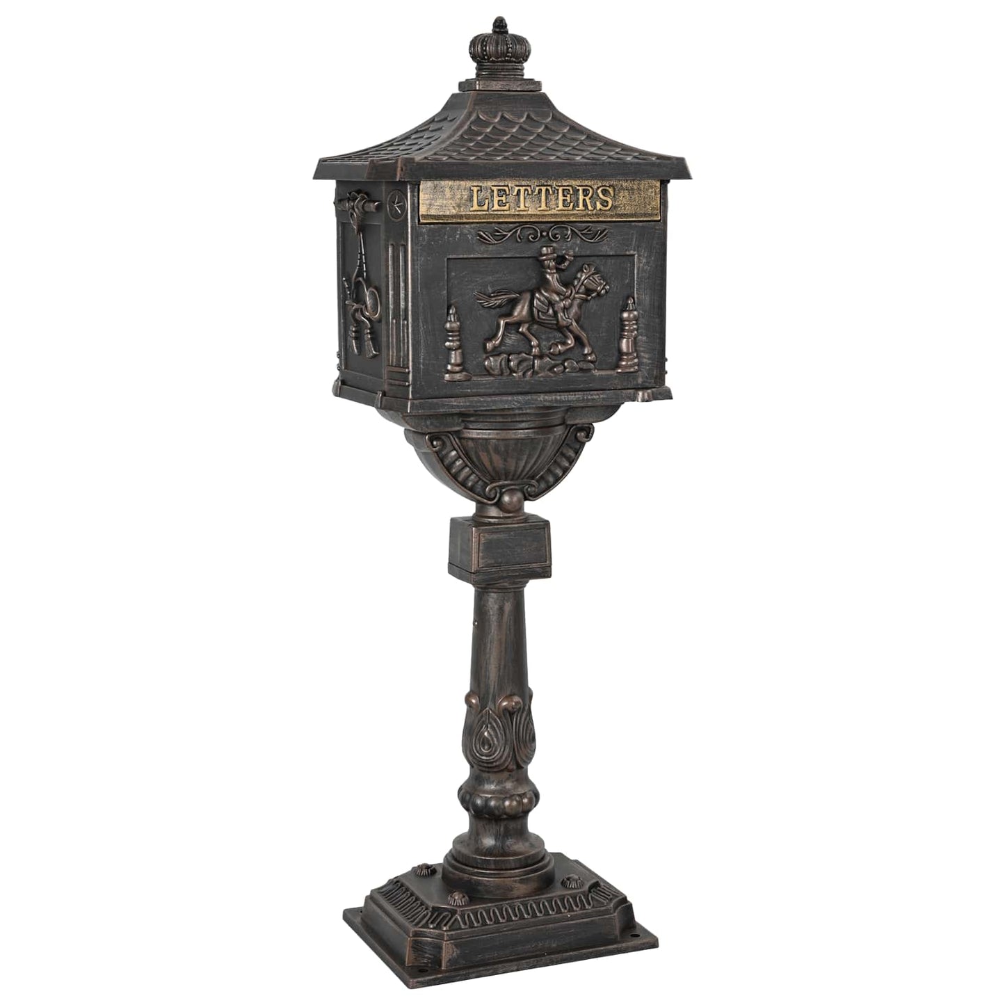 Freestanding Letterbox Bronze 42.5 x 29.5 x 117 cm Cast Aluminum