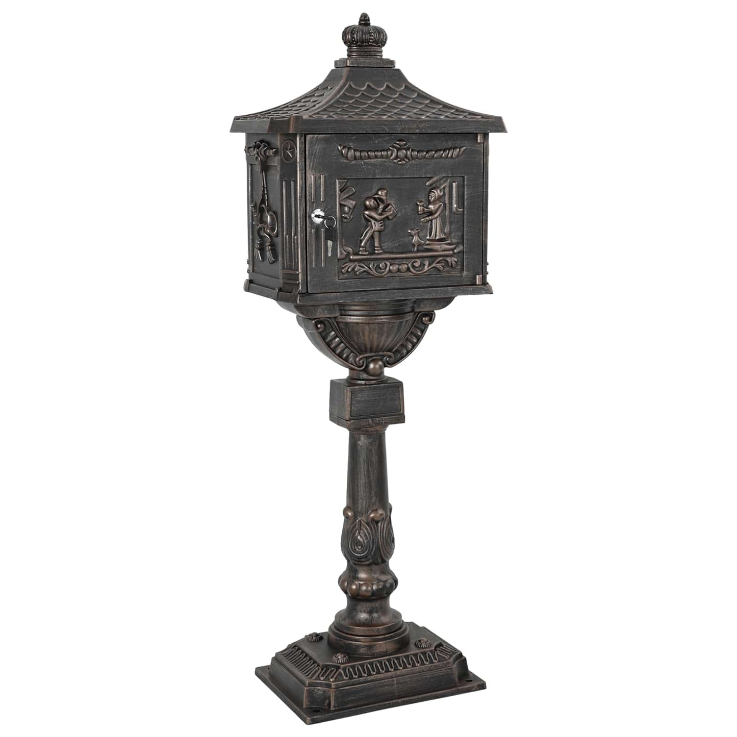 Freestanding Letterbox Bronze 42.5 x 29.5 x 117 cm Cast Aluminum