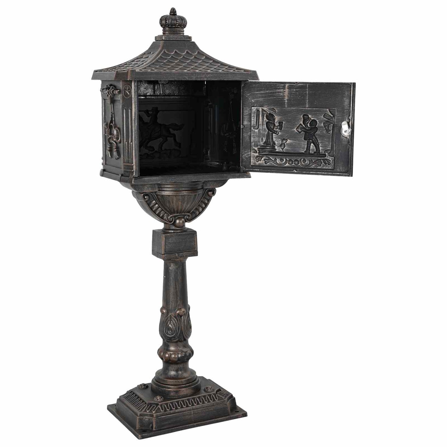 Freestanding Letterbox Bronze 42.5 x 29.5 x 117 cm Cast Aluminum