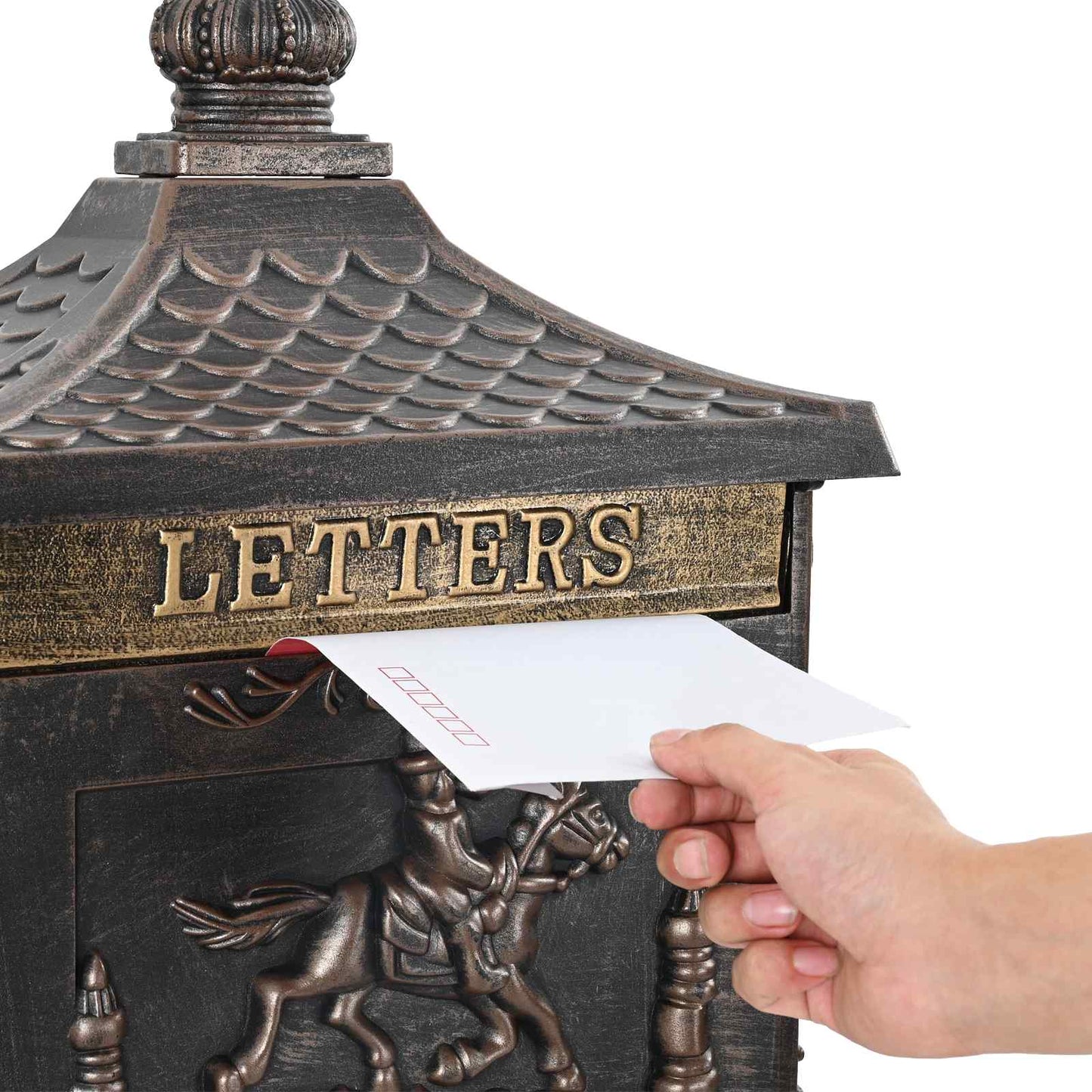 Freestanding Letterbox Bronze 42.5 x 29.5 x 117 cm Cast Aluminum