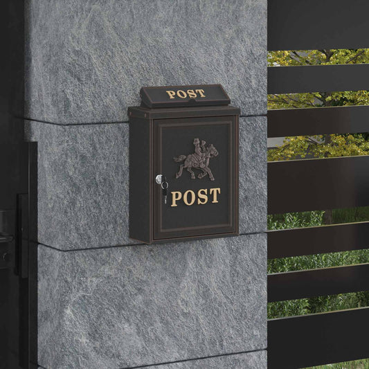 Boîte aux lettres murale Bronze 29 x 13 x 41 cm en fonte d'aluminium