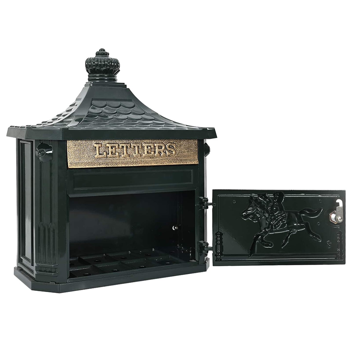Boîte aux lettres murale verte 40,5 x 16 x 45 cm aluminium moulé