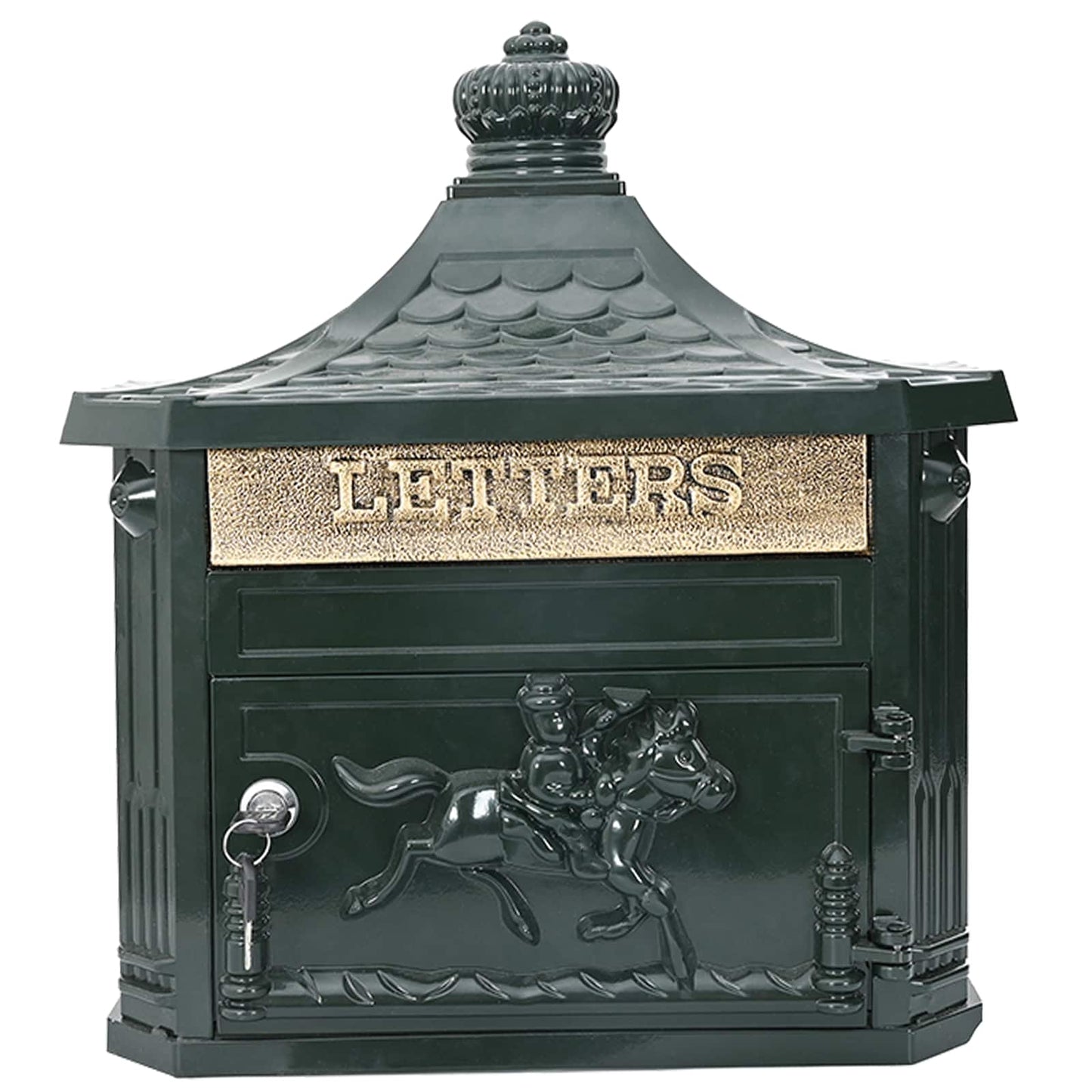 Boîte aux lettres murale verte 40,5 x 16 x 45 cm aluminium moulé