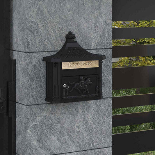 Boîte aux lettres murale avec porte Noir 40,5 x 16 x 45 cm