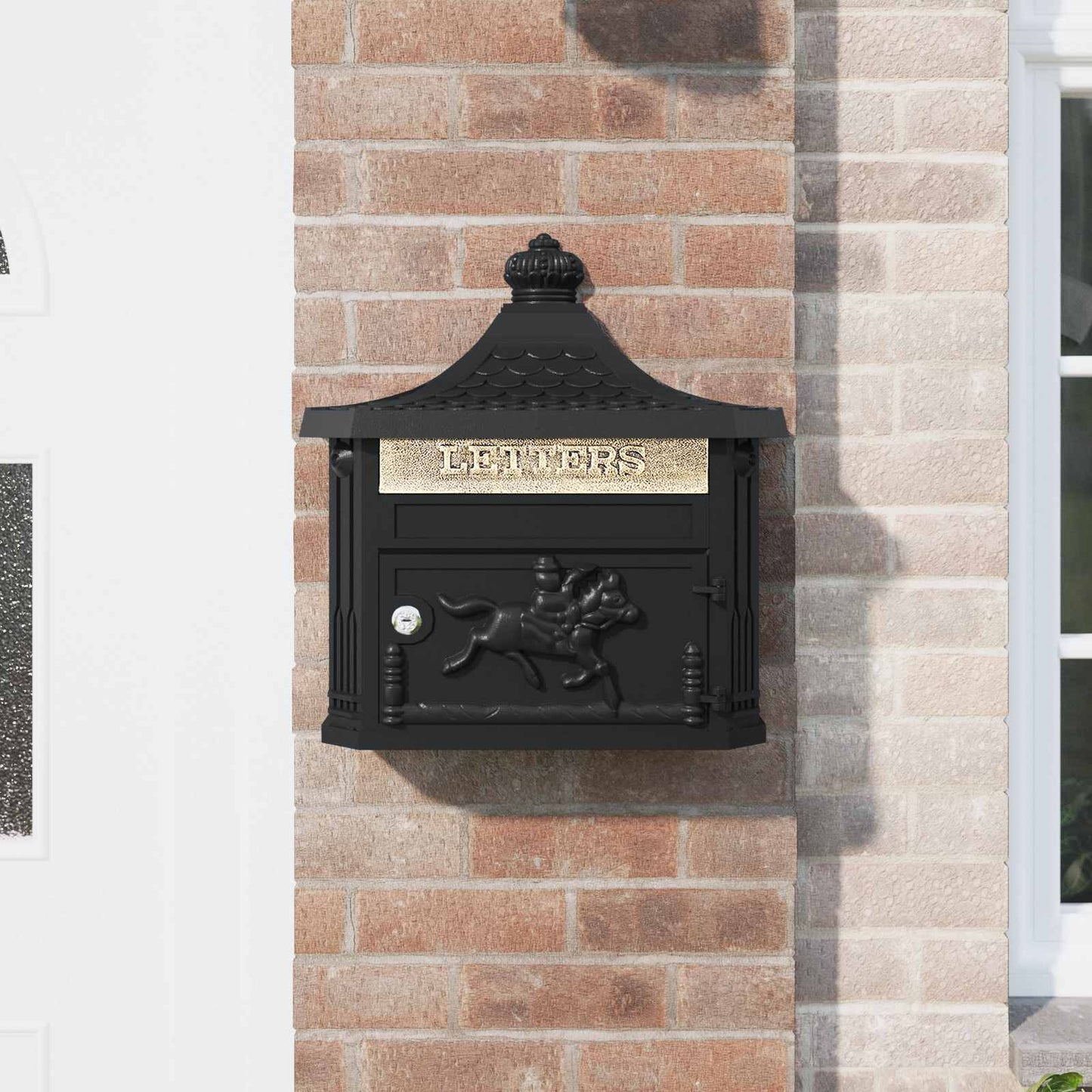 Wall-mounted Letter Box with Door Black 40.5 x 16 x 45 cm