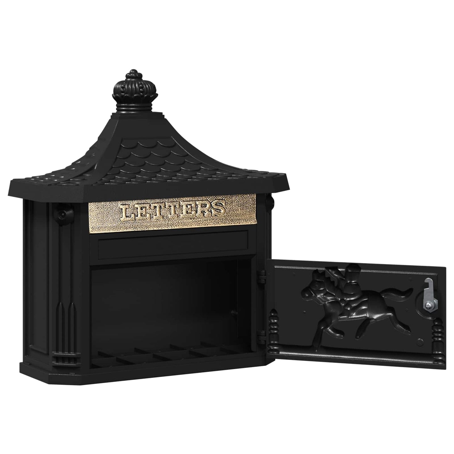 Wall-mounted Letter Box with Door Black 40.5 x 16 x 45 cm