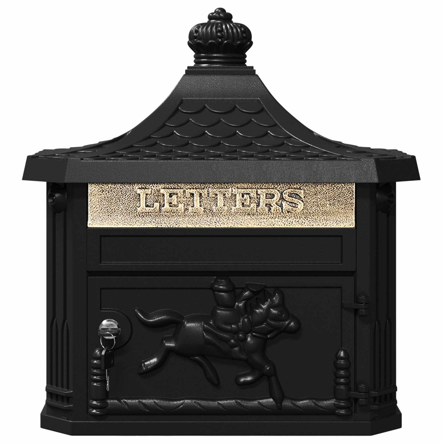 Wall-mounted Letter Box with Door Black 40.5 x 16 x 45 cm