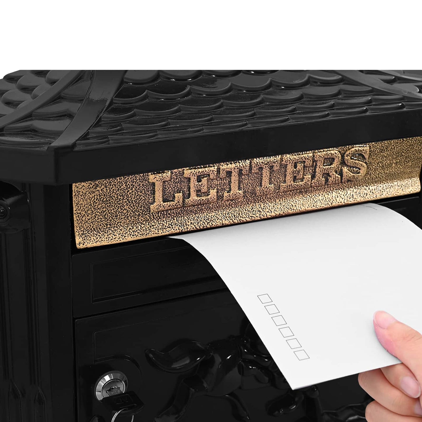 Wall-mounted Letter Box with Door Black 40.5 x 16 x 45 cm