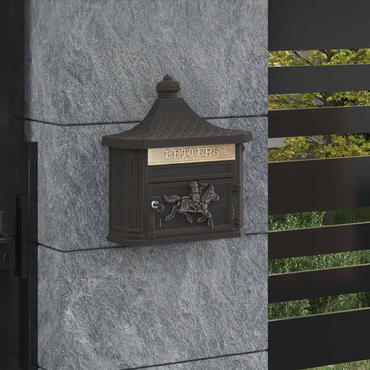 Boîte aux lettres murale avec porte Bronze 40,5 x 16 x 45 cm