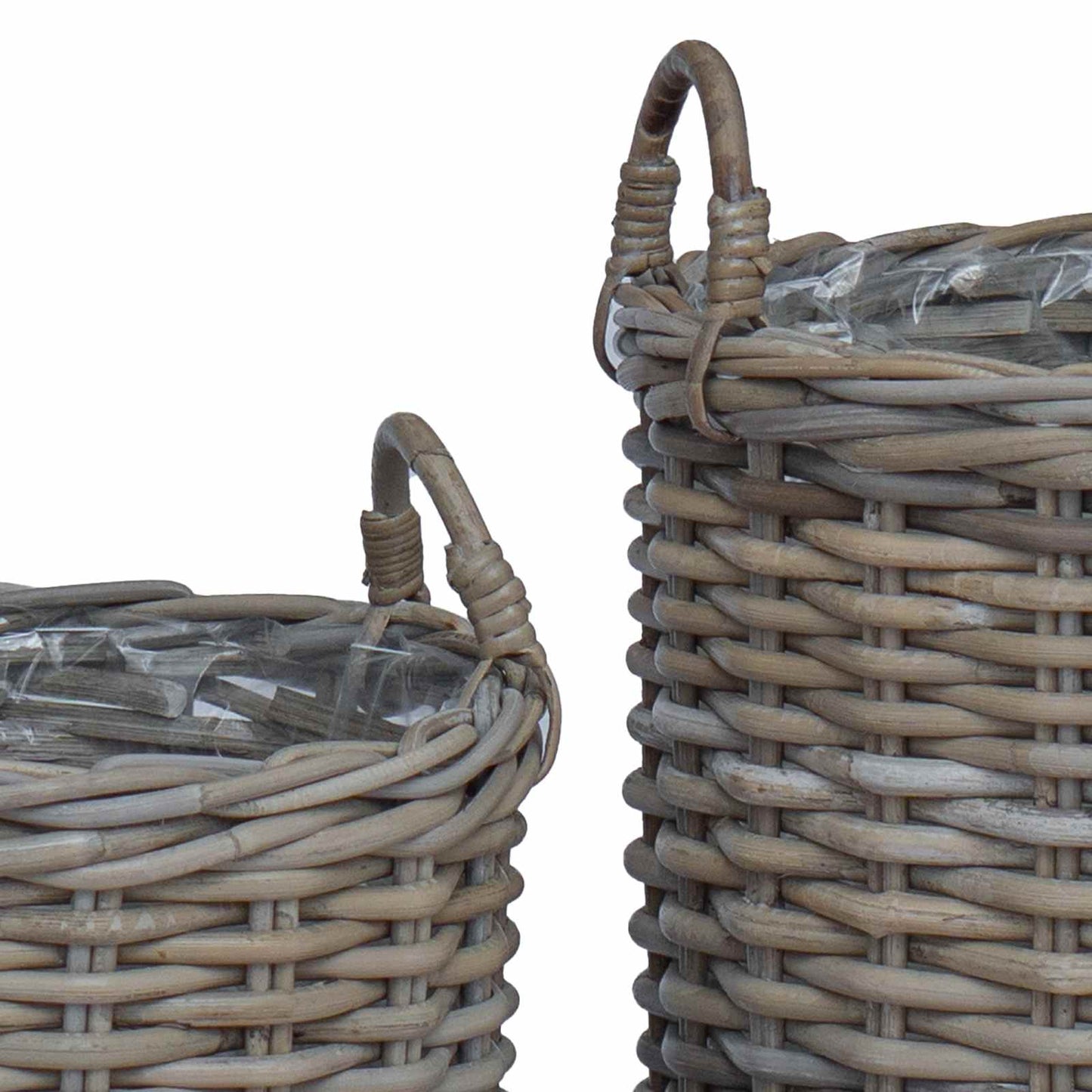 Flower Pot Basket with Storage 2 pcs Grey Lacak Rattan