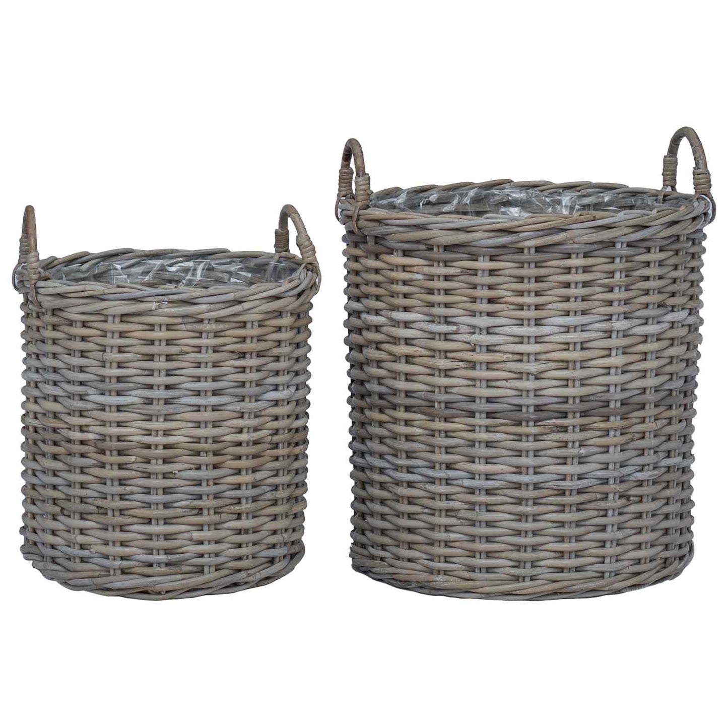 Flower Pot Basket with Storage 2 pcs Grey Lacak Rattan