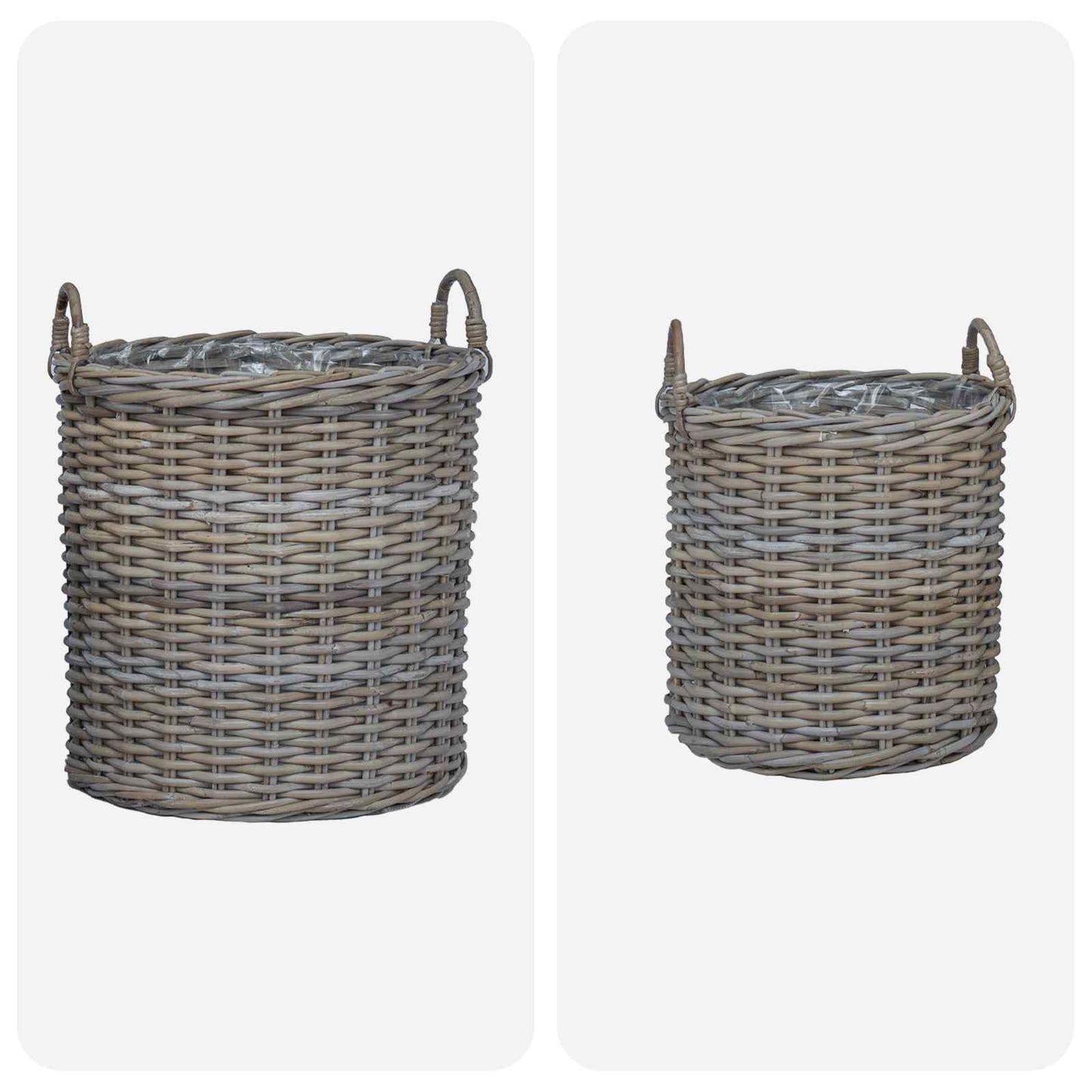 Flower Pot Basket with Storage 2 pcs Grey Lacak Rattan