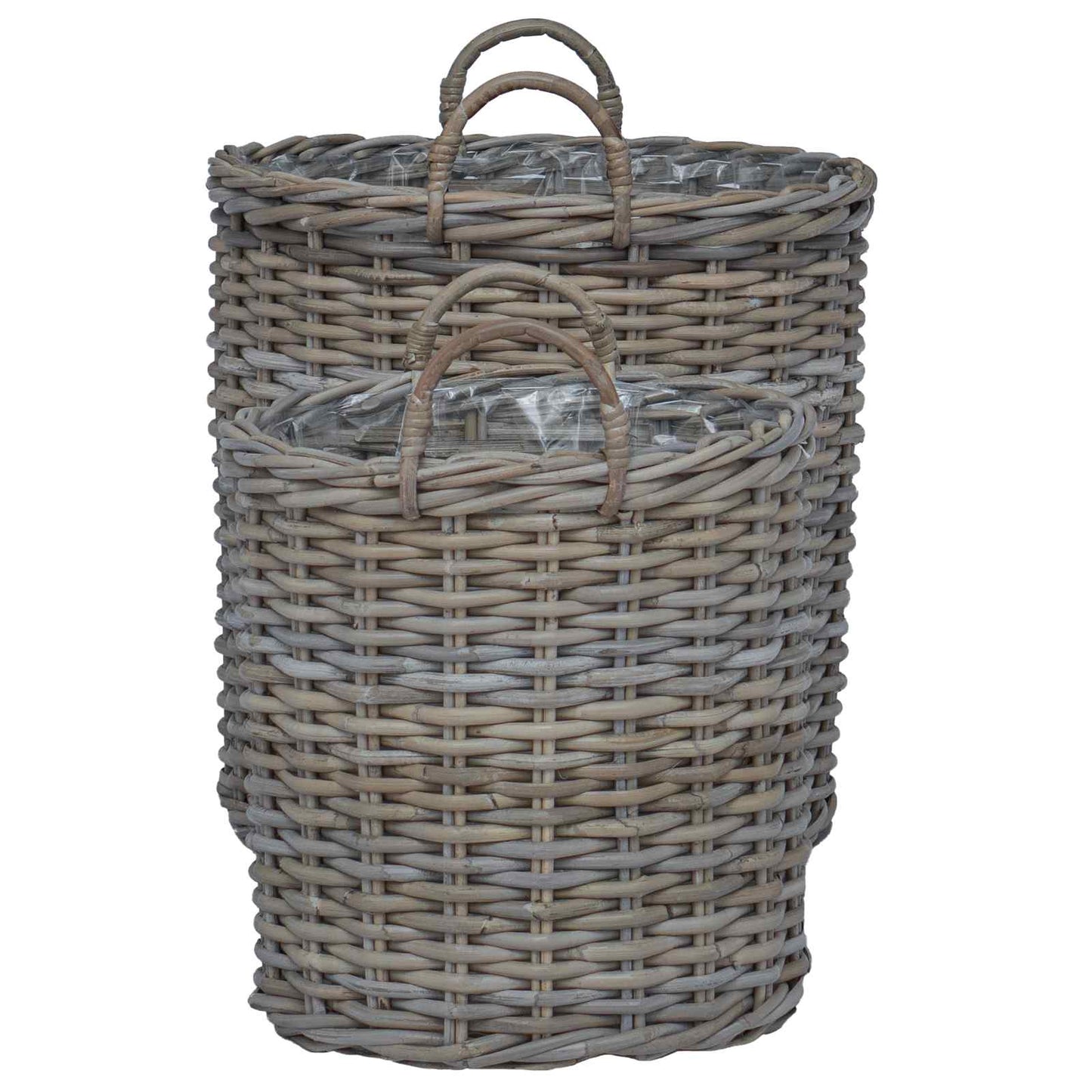 Flower Pot Basket with Storage 2 pcs Grey Lacak Rattan