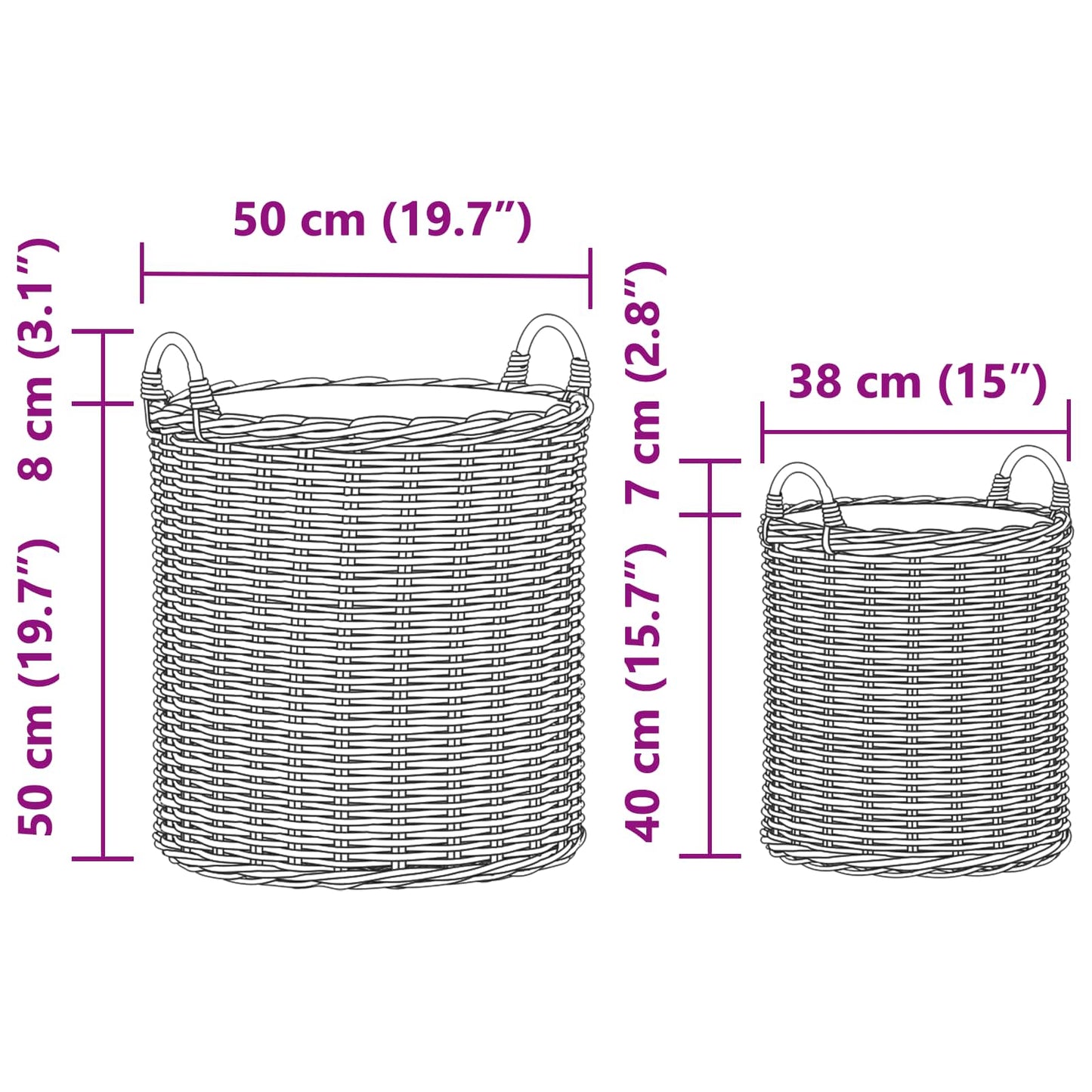 Flower Pot Basket with Storage 2 pcs Grey Lacak Rattan