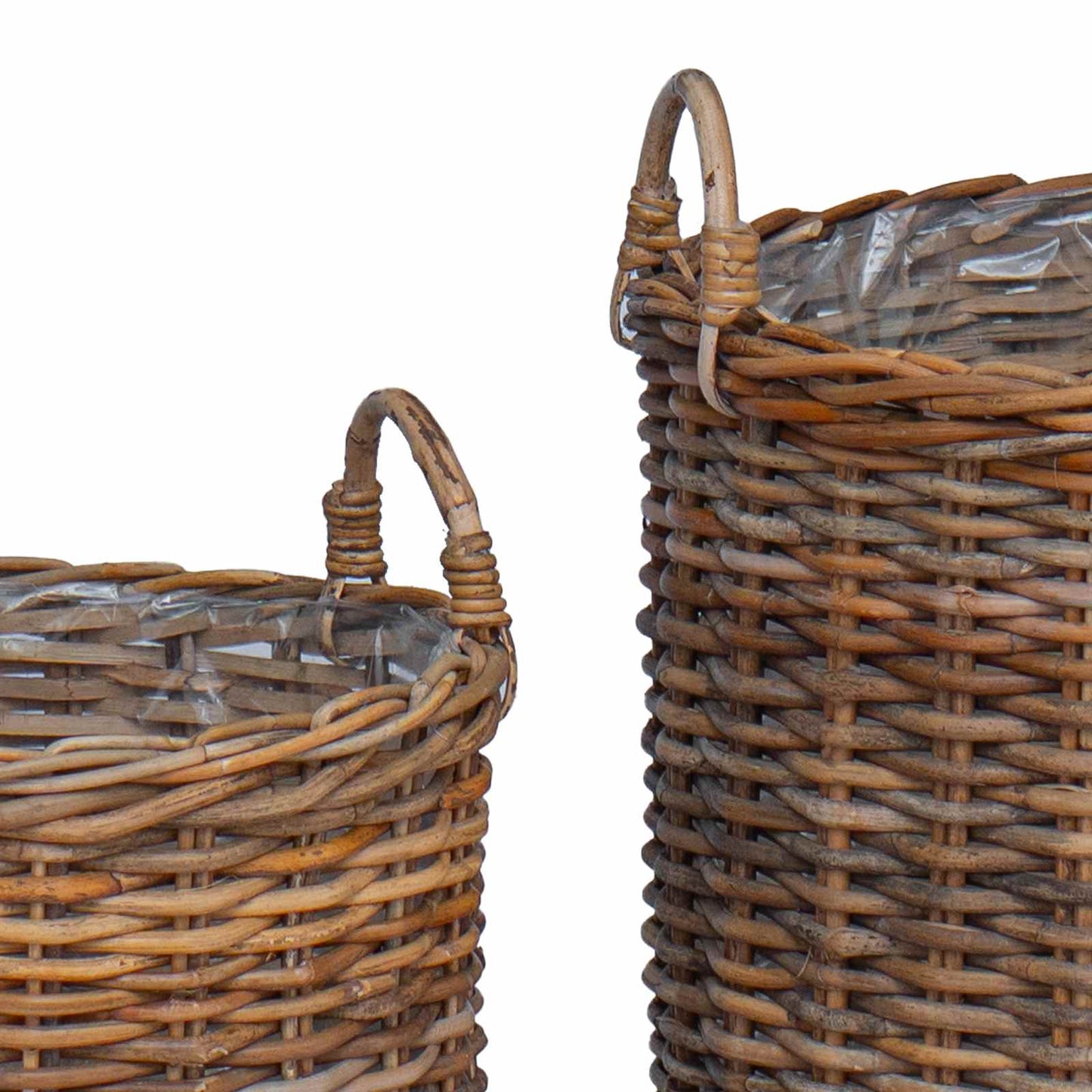 Cache-pots corbeille avec rangement 2 pcs Rotin Lacak marron