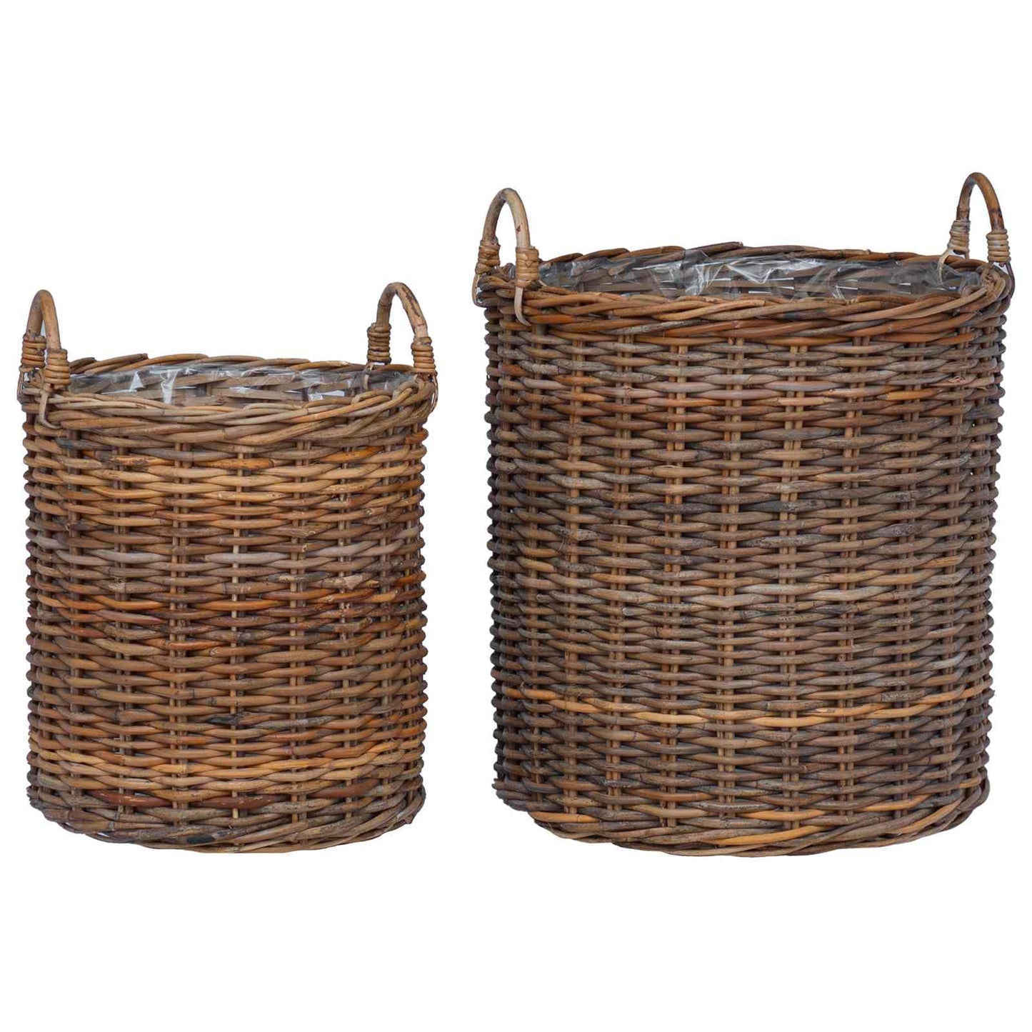 Cache-pots corbeille avec rangement 2 pcs Rotin Lacak marron