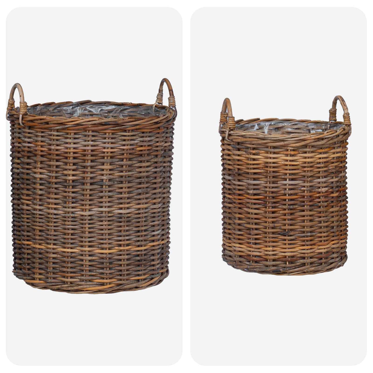 Cache-pots corbeille avec rangement 2 pcs Rotin Lacak marron