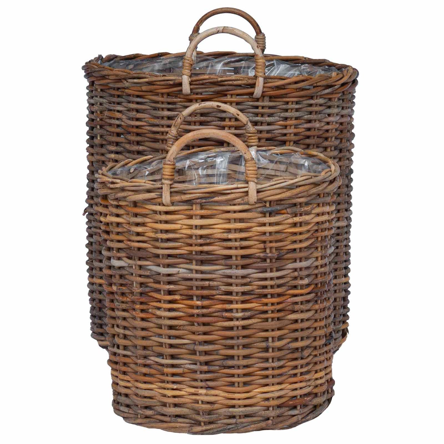 Cache-pots corbeille avec rangement 2 pcs Rotin Lacak marron
