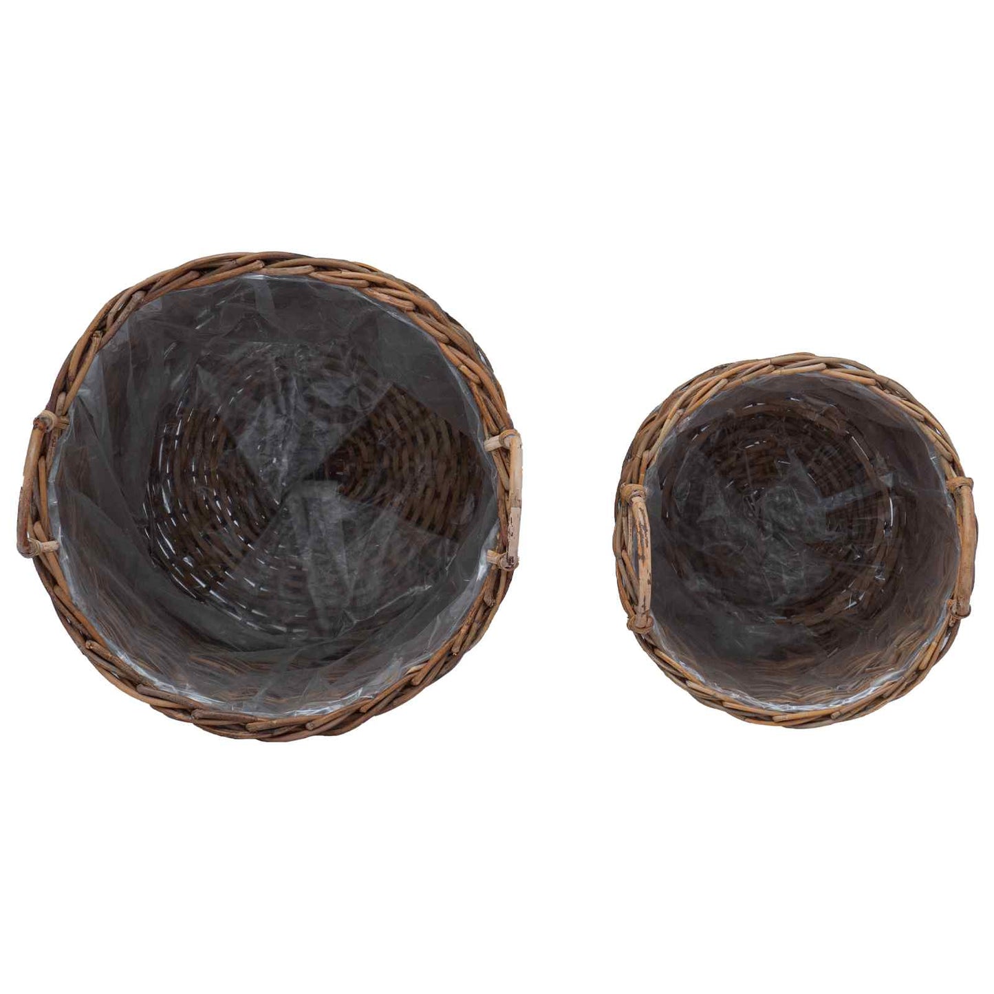 Cache-pots corbeille avec rangement 2 pcs Rotin Lacak marron