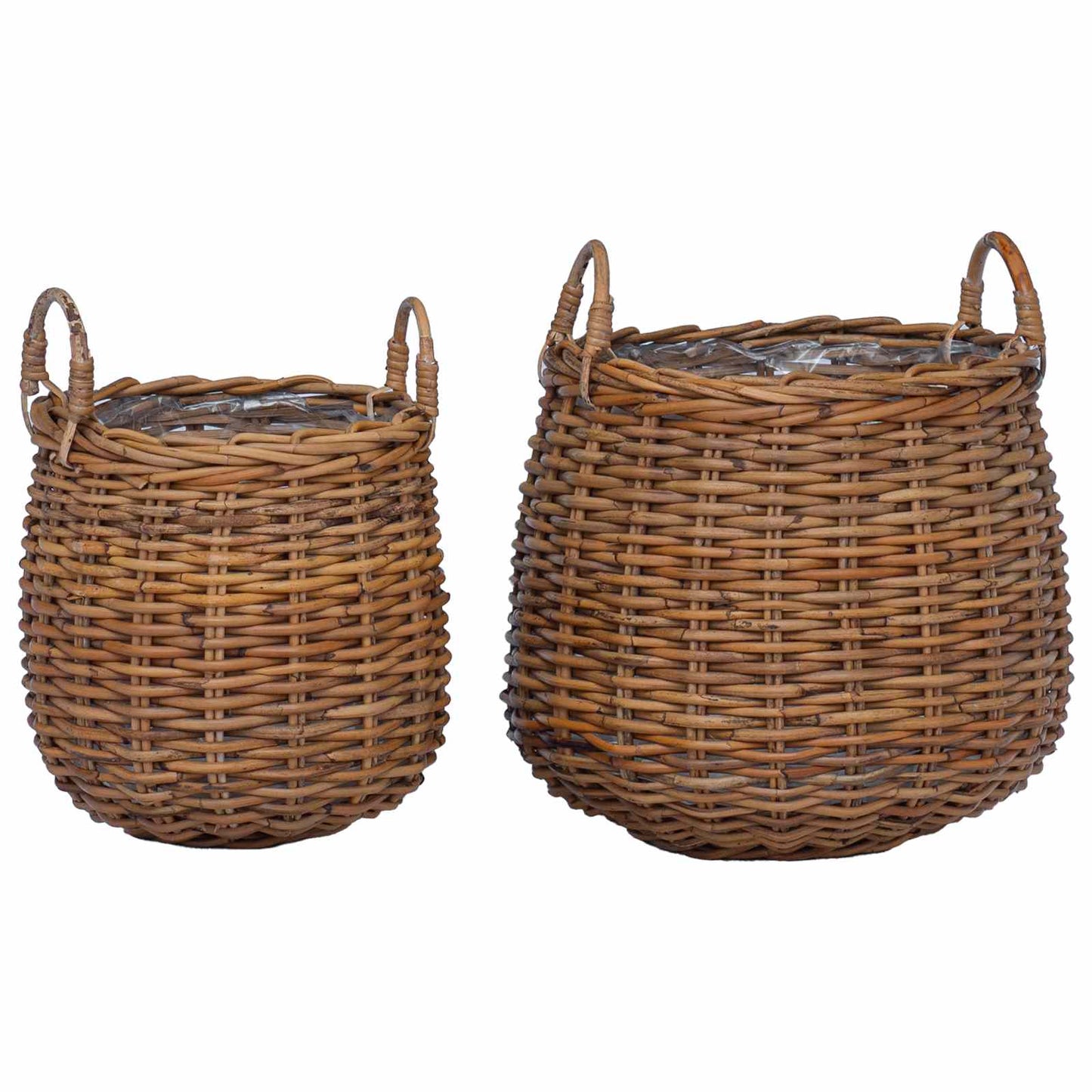 Flower Pot Basket with Storage, 2 pcs, Brown Lacak Rattan
