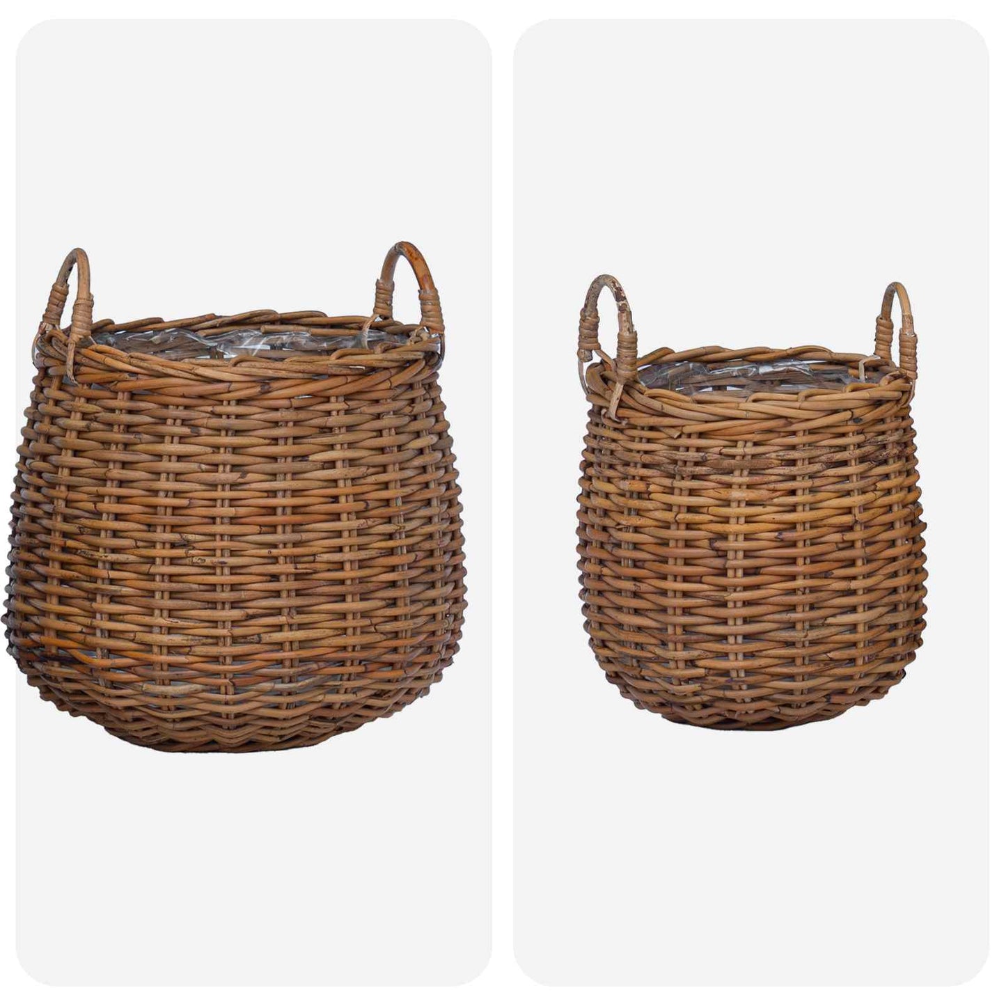 Flower Pot Basket with Storage, 2 pcs, Brown Lacak Rattan