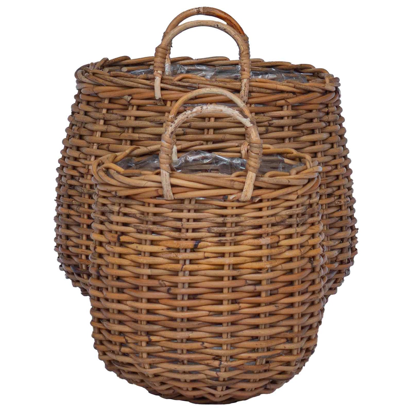 Flower Pot Basket with Storage, 2 pcs, Brown Lacak Rattan