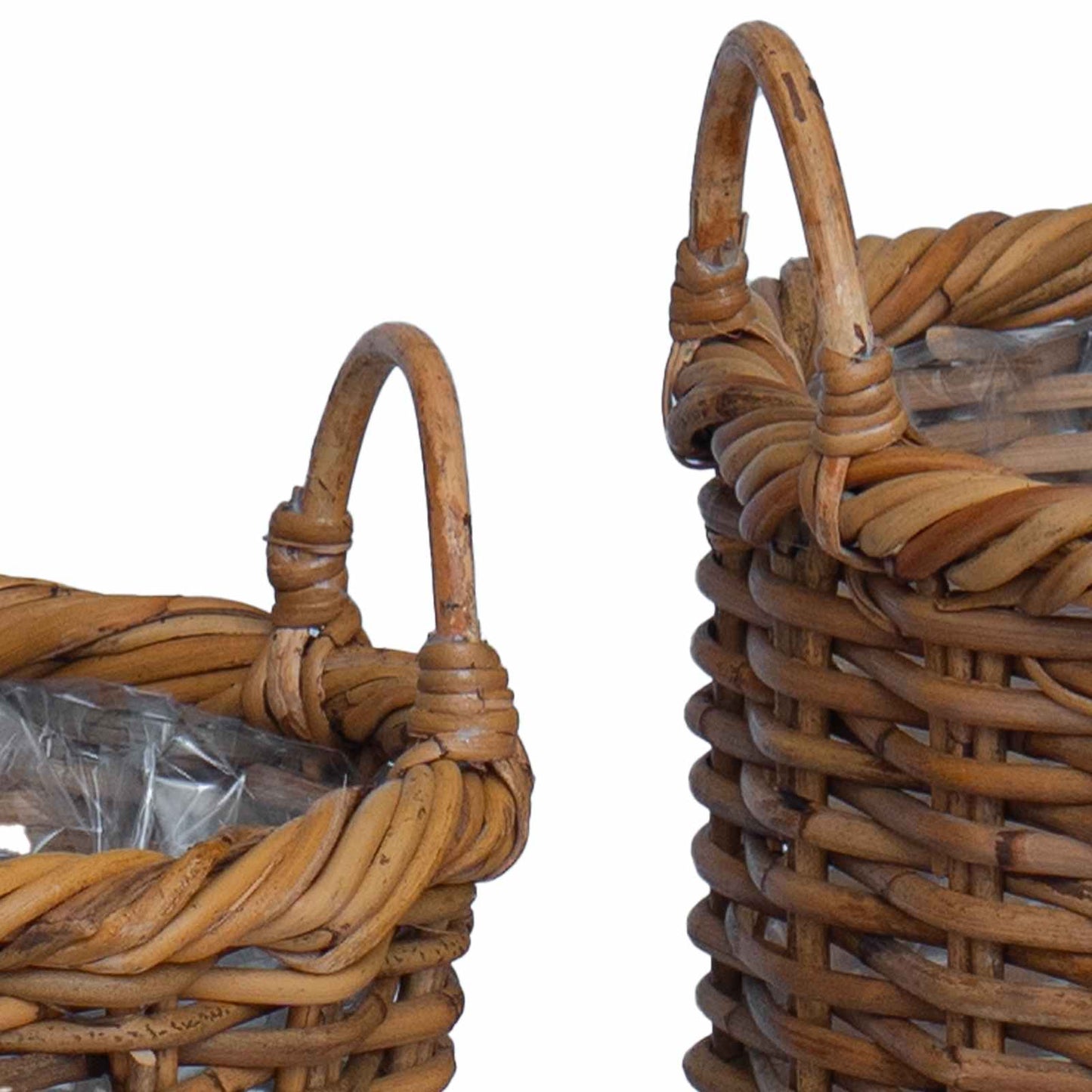 Flower Pot Basket with Storage 3 pcs Brown Kubu Rattan