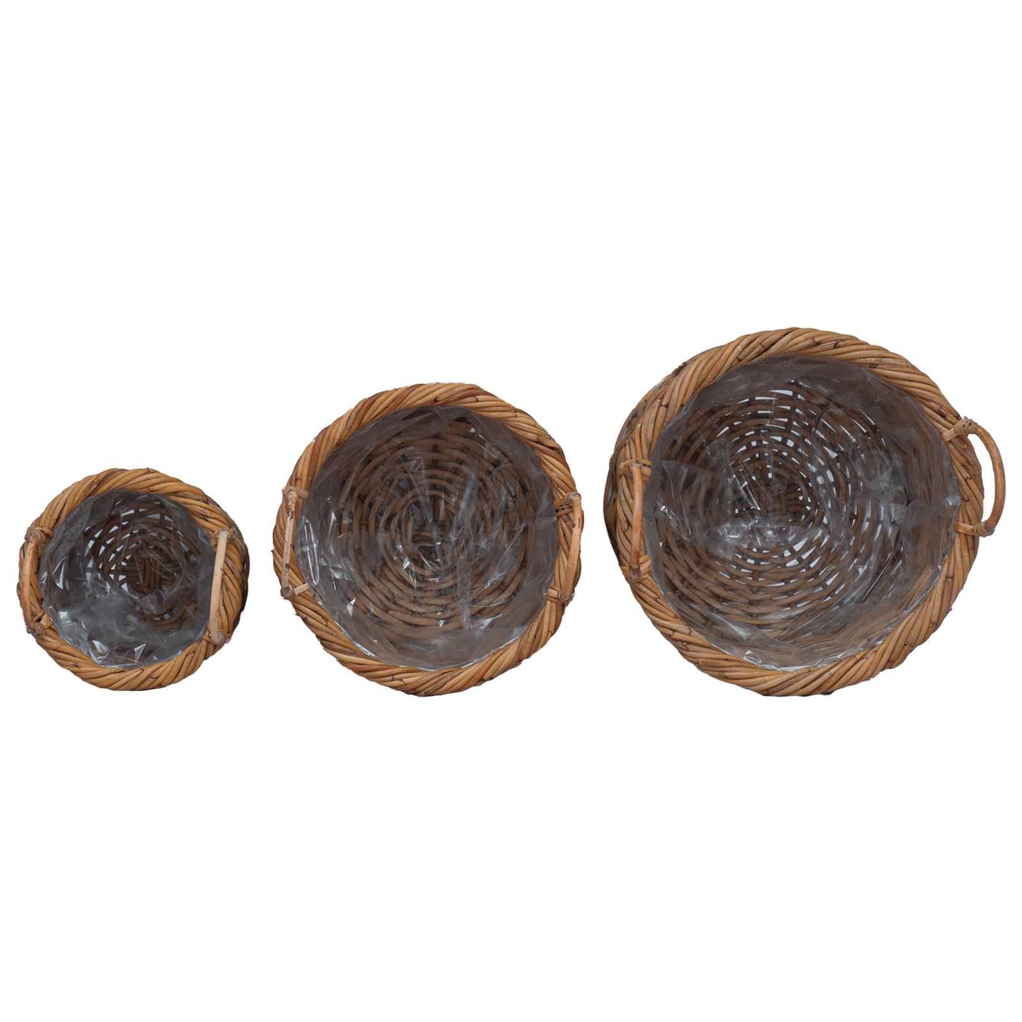 Flower Pot Basket with Storage 3 pcs Brown Kubu Rattan