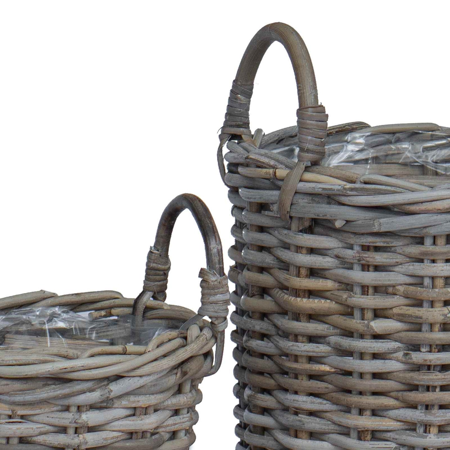 Flower Pot Basket with Storage 2 pcs Grey Kubu Rattan