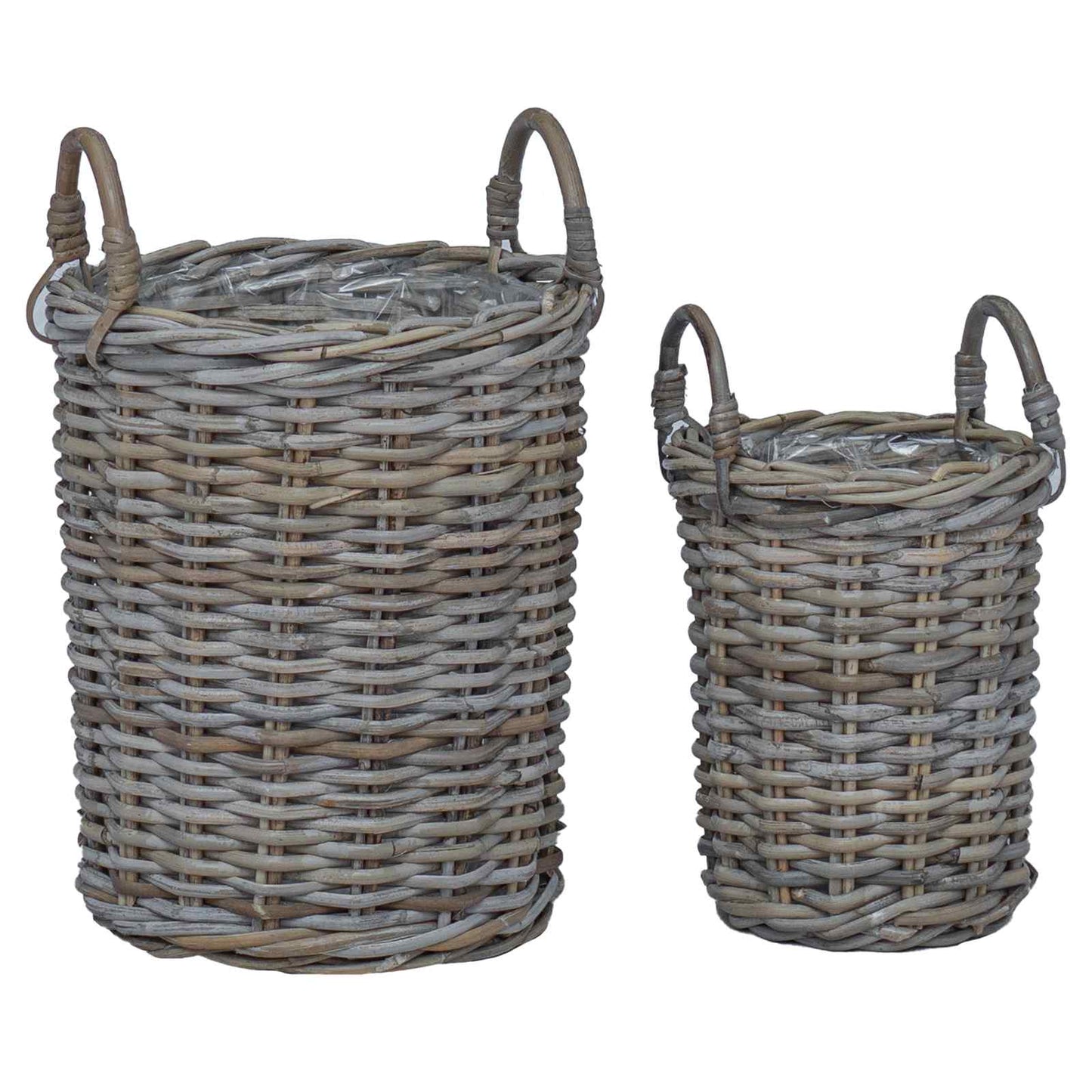 Flower Pot Basket with Storage 2 pcs Grey Kubu Rattan