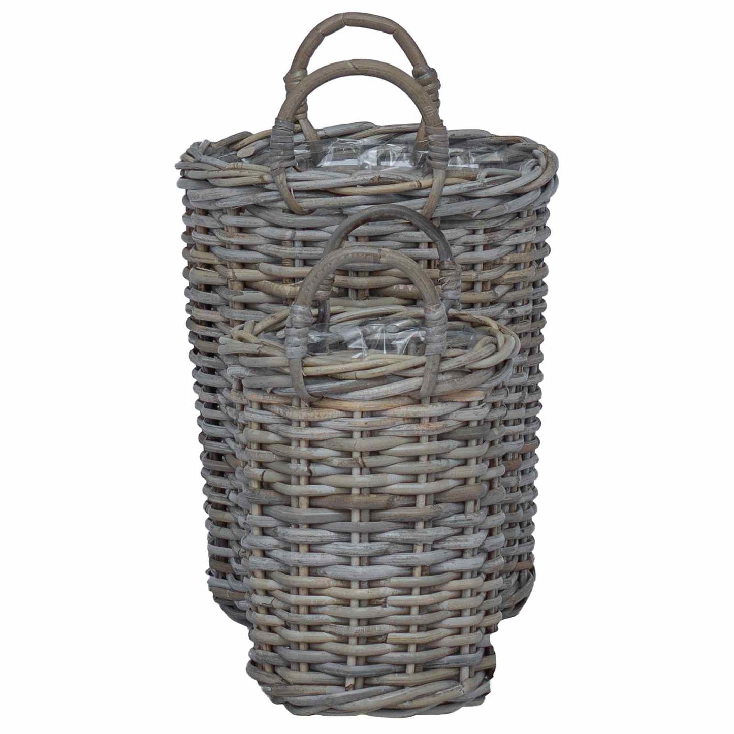 Flower Pot Basket with Storage 2 pcs Grey Kubu Rattan