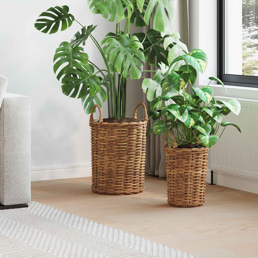 Blumentopfkorb mit Speicher 2 pcs Braun Kubu Rattan