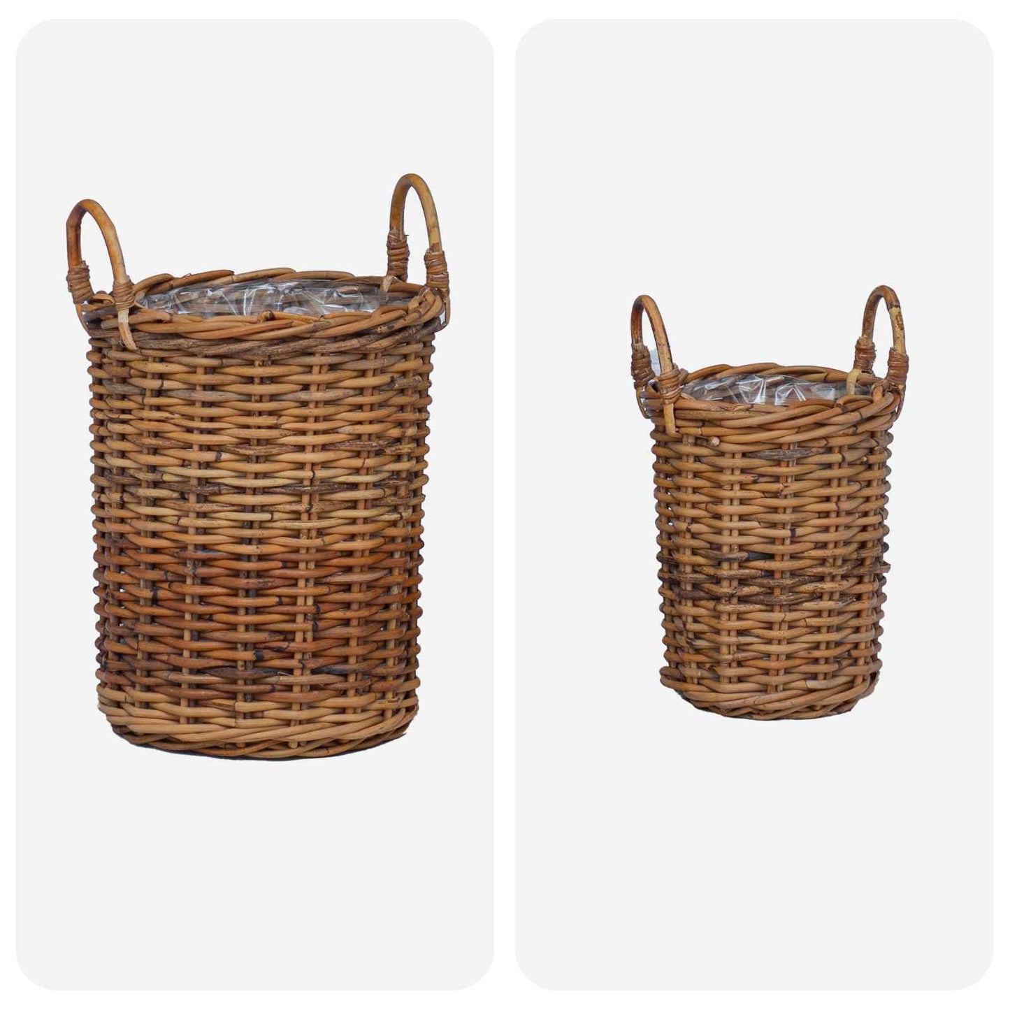 Flowerpot basket with storage 2 pcs Brown Kubu Rattan