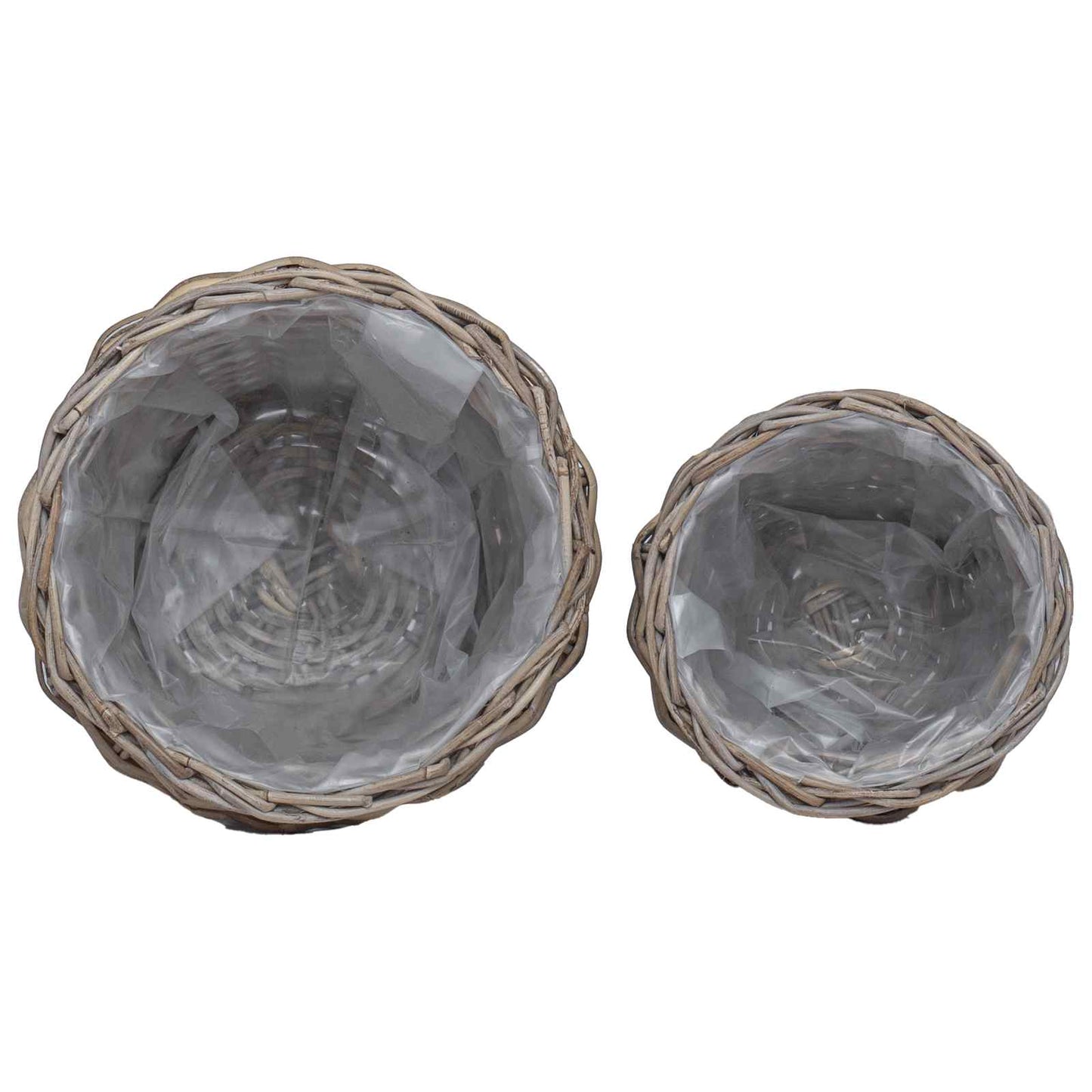 Planter Basket with Storage 2 pcs Grey Lacak Rattan