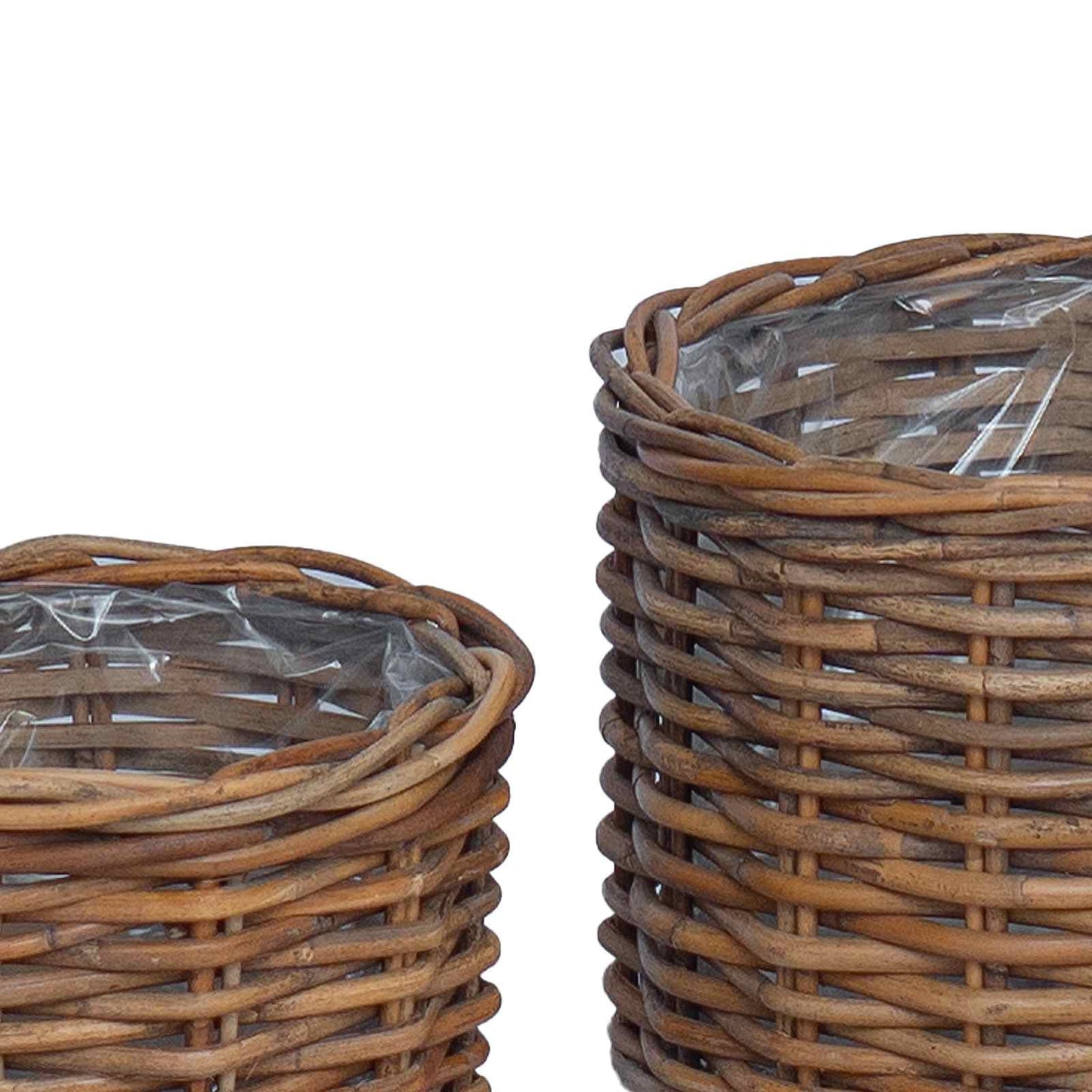Flower Pot Basket with Storage 2 pcs Brown Kubu Rattan