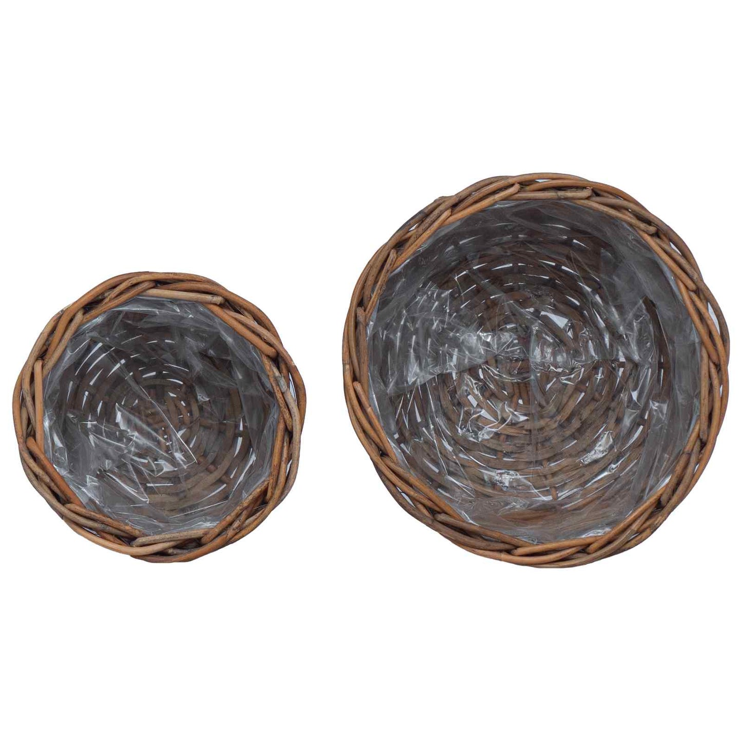 Flower Pot Basket with Storage 2 pcs Brown Kubu Rattan