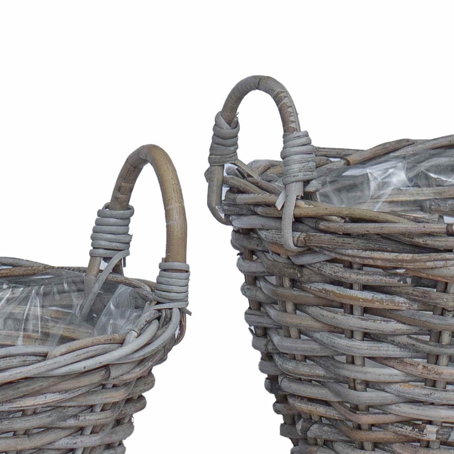 Panier cache-pot avec rangement 2 pcs gris Lacak Rotin