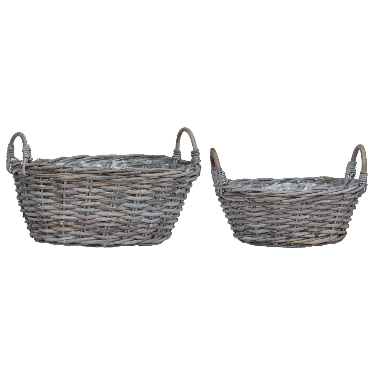 Panier cache-pot avec rangement 2 pcs gris Lacak Rotin
