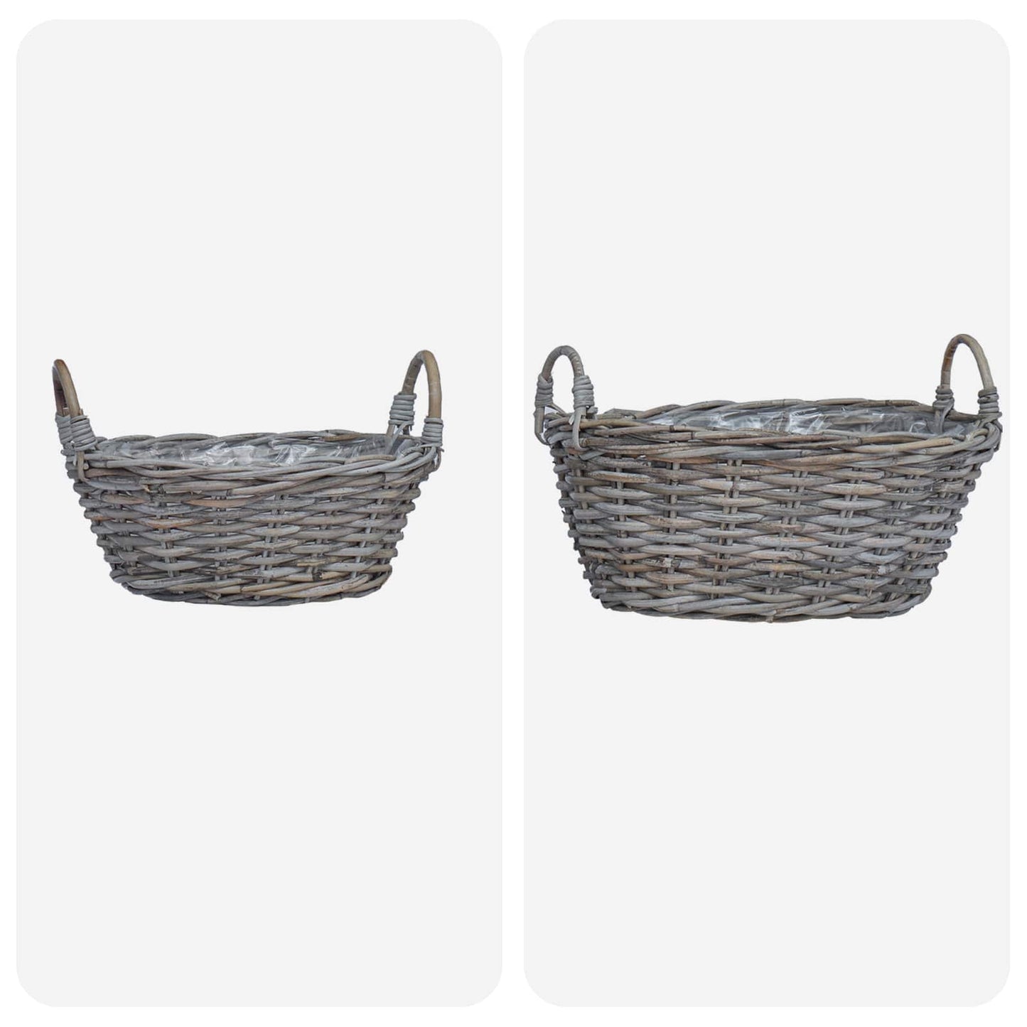 Panier cache-pot avec rangement 2 pcs gris Lacak Rotin