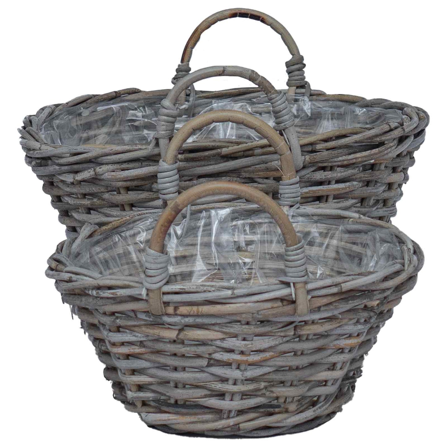 Panier cache-pot avec rangement 2 pcs gris Lacak Rotin