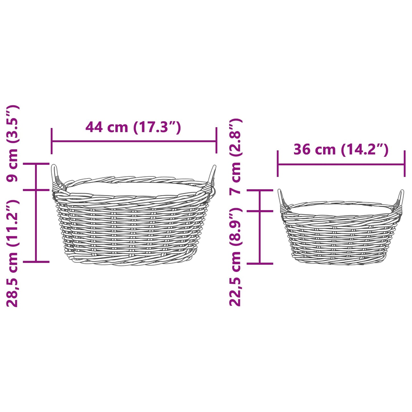 Panier cache-pot avec rangement 2 pcs gris Lacak Rotin