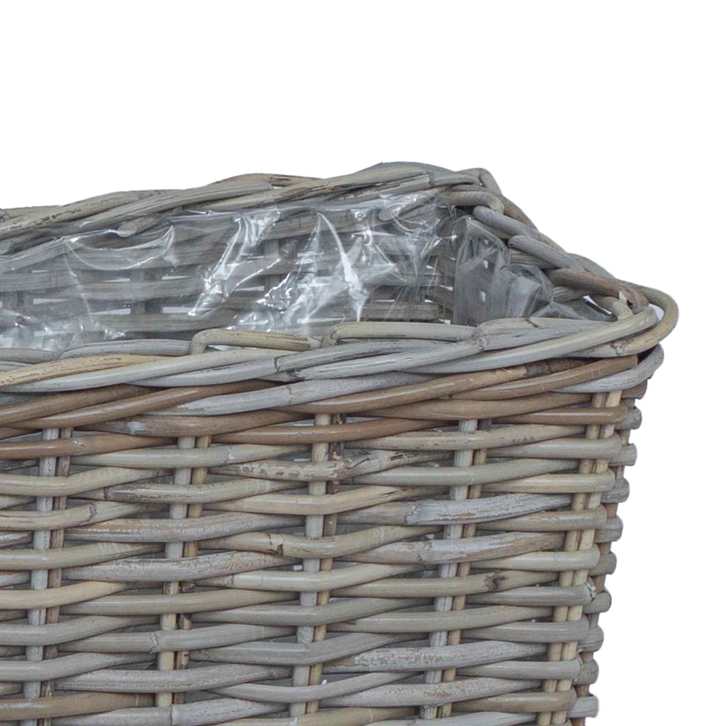 Flowerpot Basket with Storage 3 pcs Grey Kubu Rattan